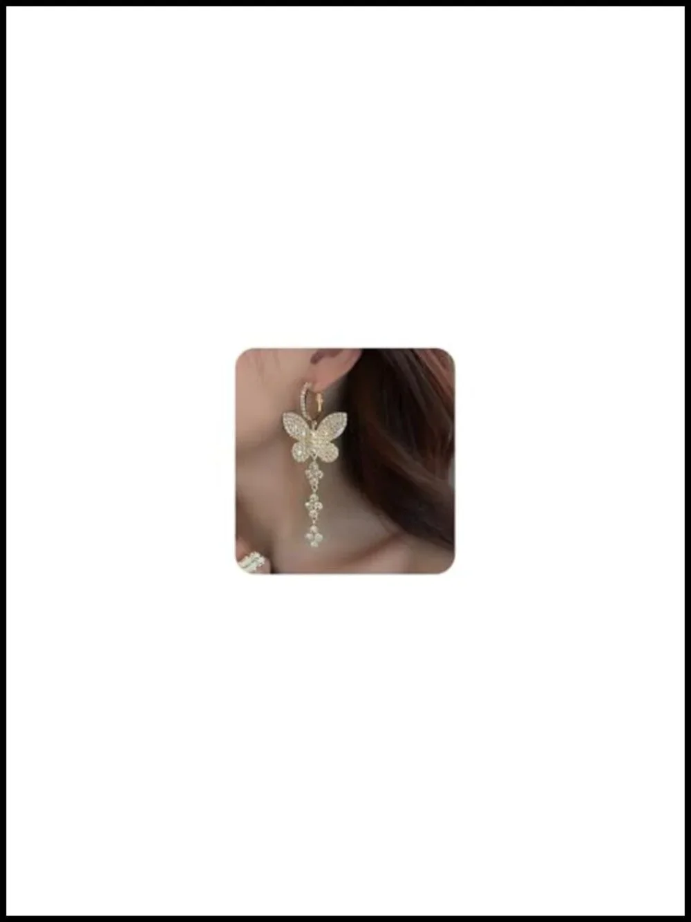 Boho Pearl Butterfly Drop Earrings Rhinstone Huggie Hoop Dangle Earrings for